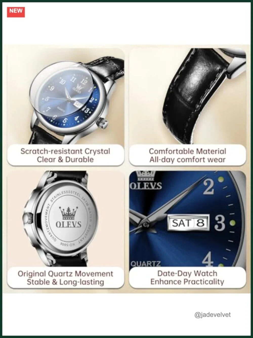 OLEVS Women's Dress Leather Watch Waterproof Analog Quartz Casual Wrist Watch